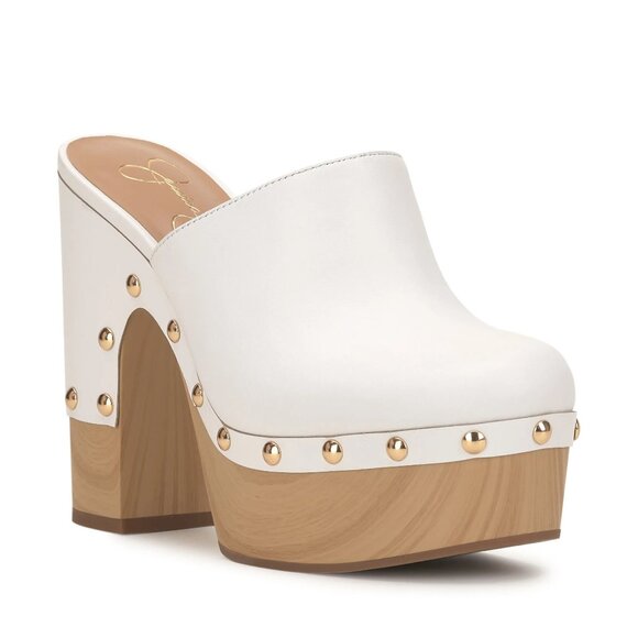 new JESSICA SIMPSON Leather Dasally Platform Mules bright white 367TN - Picture 1 of 8
